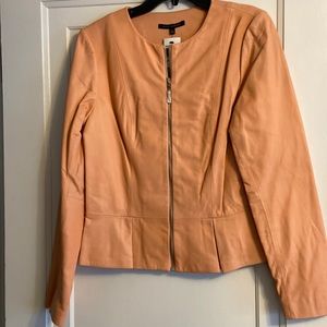 David Meister pink leather jacket